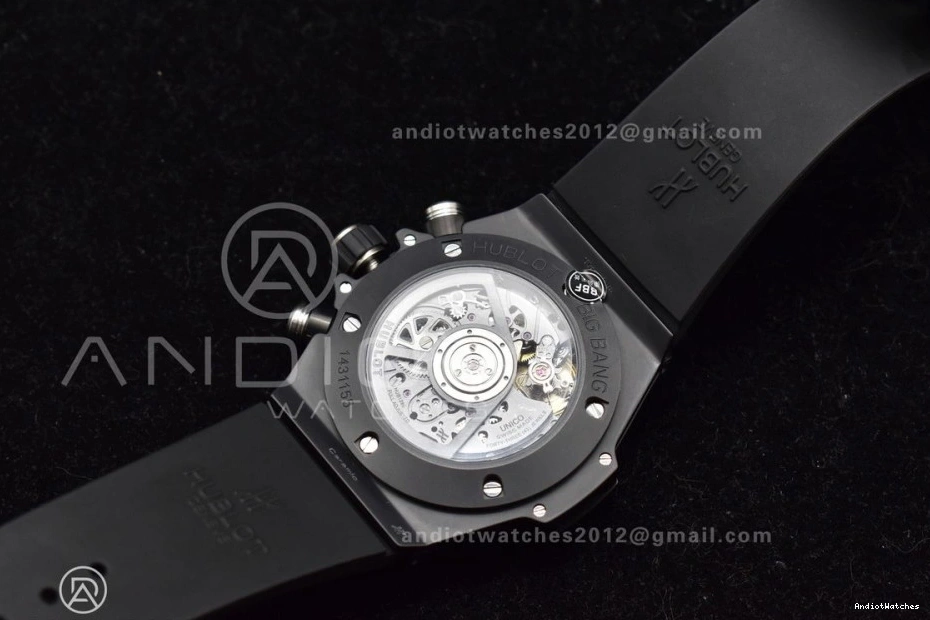 Full Best Big A on Bang Black Edition Hublot Skeleton BestValue 1:1 Black Strap 893 ZF Rubber Dial Unico 1117